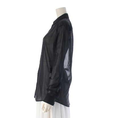 Saint Laurent Cotton Sheer Long Sleeve Shirt Black