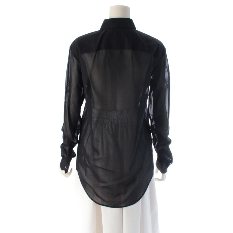 Saint Laurent Cotton Sheer Long Sleeve Shirt Black