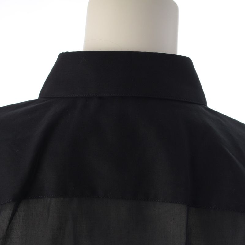 Saint Laurent Cotton Sheer Long Sleeve Shirt Black