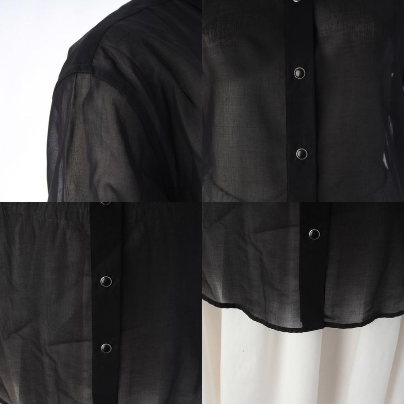 Saint Laurent Cotton Sheer Long Sleeve Shirt Black