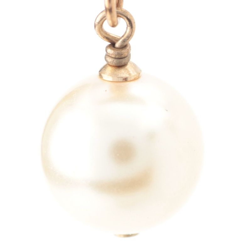 Chanel CC Logo Pearl Line Stone Earrings Gold Black