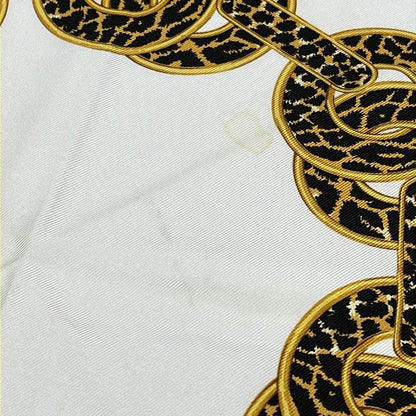 Gucci Scarf Ivory Light Brown Multi Animal Pattern Horsebit Motif