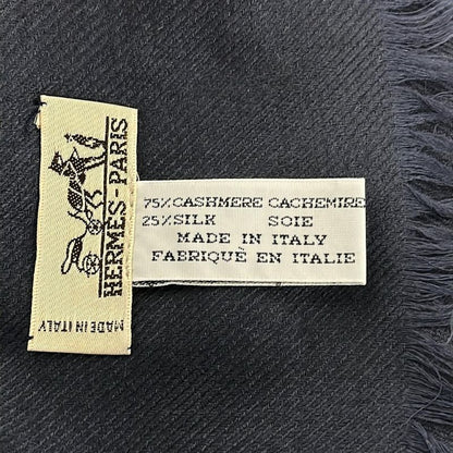 Hermes Shawl Dark Navy Cashmere Silk Scarf