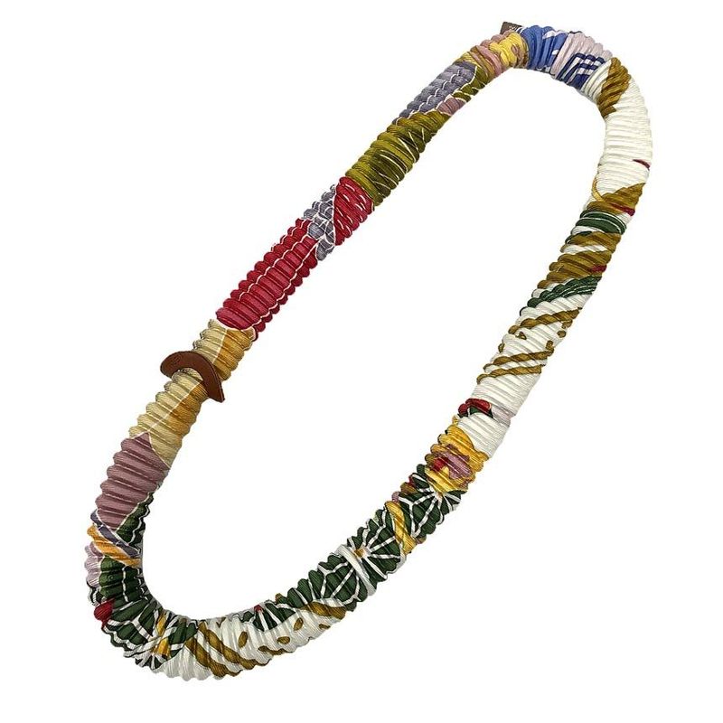 Hermes Petit Pleated Silk Necklace White