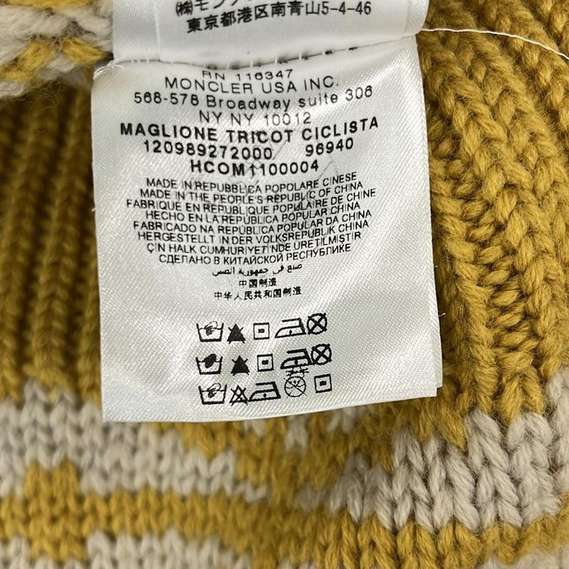 Moncler Long Sleeve Sweater XS Ciclista Dark Yellow White Turtleneck