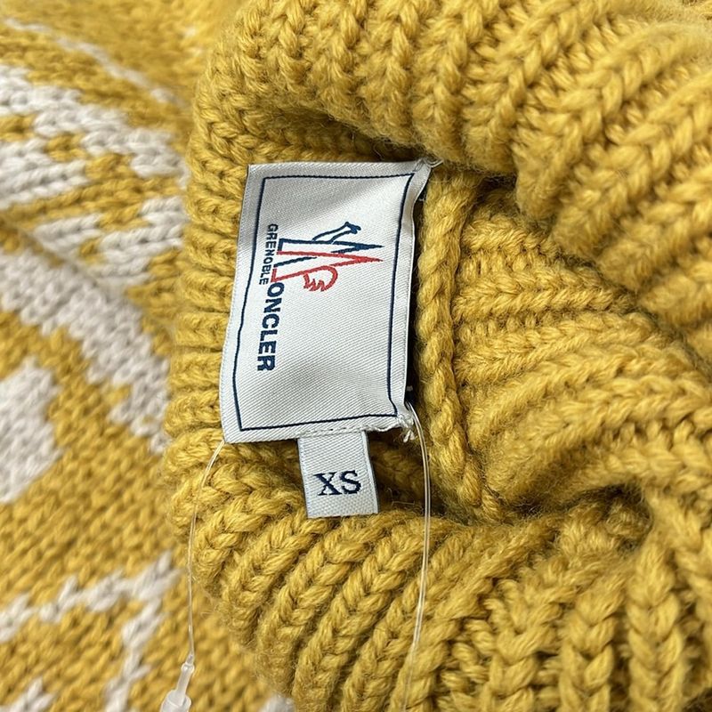 Moncler Long Sleeve Sweater XS Ciclista Dark Yellow White Turtleneck