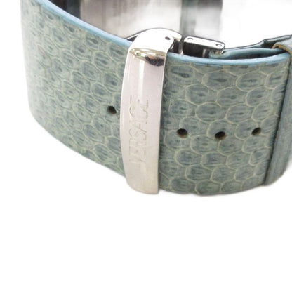 Versace Watch Quartz Analog 2 Hand Leather Band Medusa Light Blue Silver Color