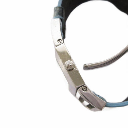 Versace Watch Quartz Analog 2 Hand Leather Band Medusa Light Blue Silver Color
