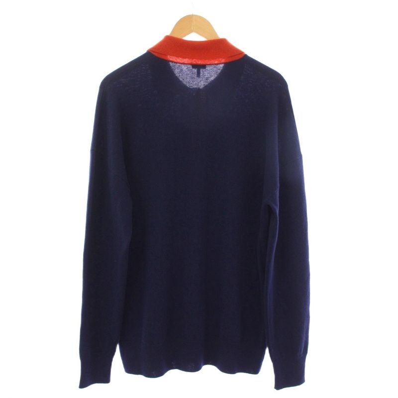 Loewe Bicolor Poloka Digan Knit Long Sleeve Anagram S Navy Sweater