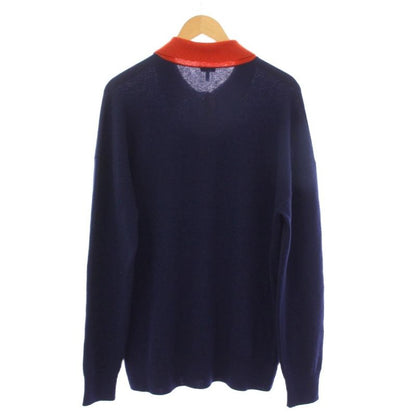 Loewe Bicolor Poloka Digan Knit Long Sleeve Anagram S Navy Sweater