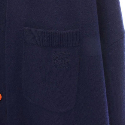 Loewe Bicolor Poloka Digan Knit Long Sleeve Anagram S Navy Sweater