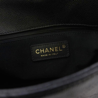 Chanel Top Handle Caviar Leather Chain Shoulder Bag Black KH