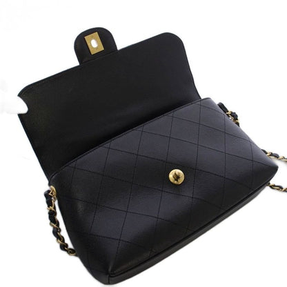 Chanel Top Handle Caviar Leather Chain Shoulder Bag Black KH