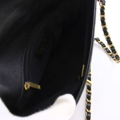 Chanel Top Handle Caviar Leather Chain Shoulder Bag Black KH