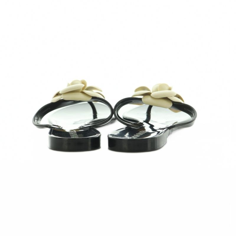 Chanel Camellia Thong Sandals 36 23.0 cm Black