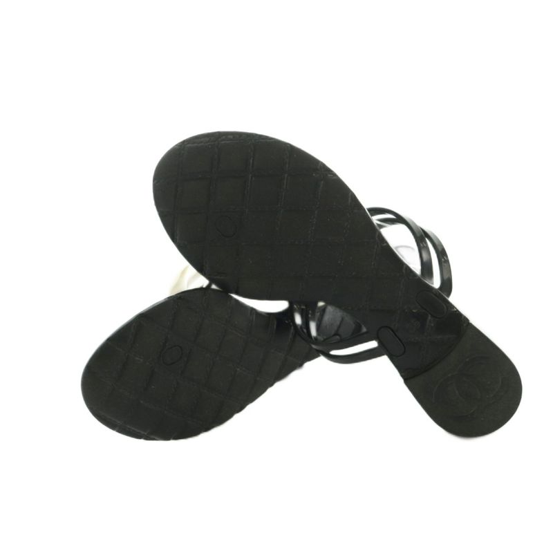 Chanel Camellia Thong Sandals 36 23.0 cm Black