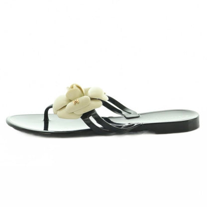 Chanel Camellia Thong Sandals 36 23.0 cm Black