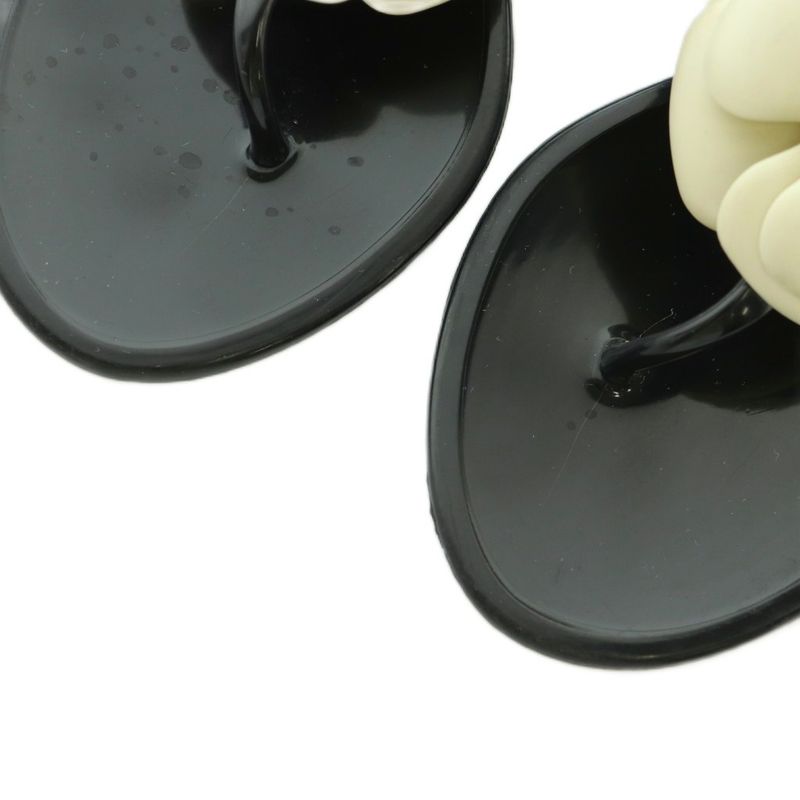 Chanel Camellia Thong Sandals 36 23.0 cm Black