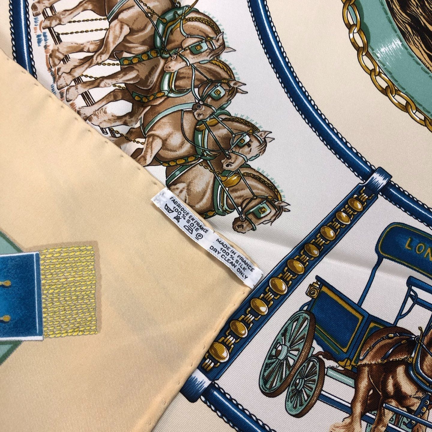 Hermes Carre 90 Chevaux de Trait Taima Beige Scarf — view 4