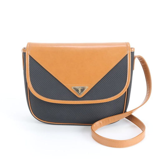 Saint Laurent Vintage Yves YSL Leather Shoulder Bag Crossbody Black Brown Rem