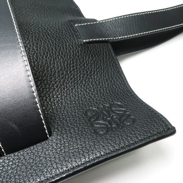 Loewe Vertical Belt Tote Black Grain Calf Leather with Cloth Shipping