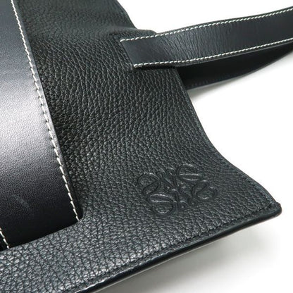 Loewe Vertical Belt Tote Black Grain Calf Leather with Cloth Shipping