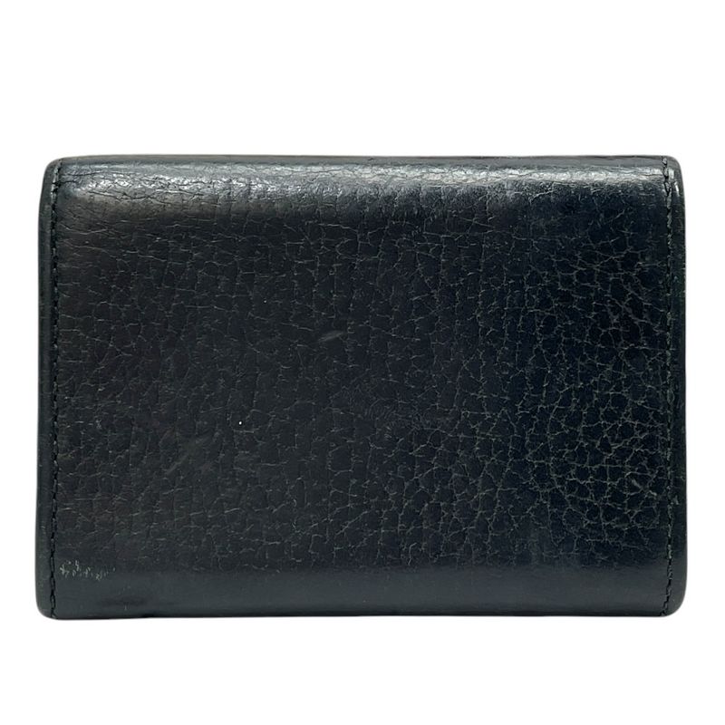 Gucci GG Marmont Trifold Wallet Mini Leather Black Gold Logo Luxury Sophisticate