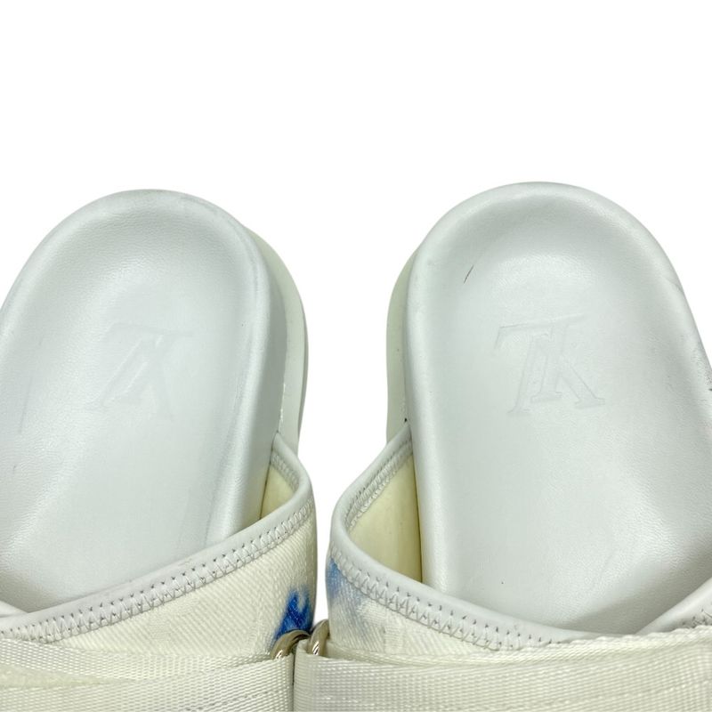 Louis Vuitton Lou Line Sandals Tie Dye Pattern Fabric White Blue Luxury