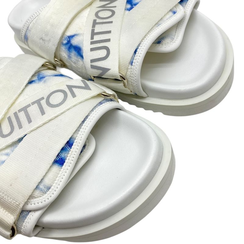 Louis Vuitton Lou Line Sandals Tie Dye Pattern Fabric White Blue Luxury