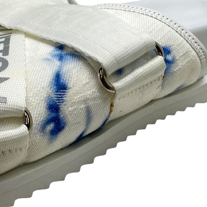 Louis Vuitton Lou Line Sandals Tie Dye Pattern Fabric White Blue Luxury
