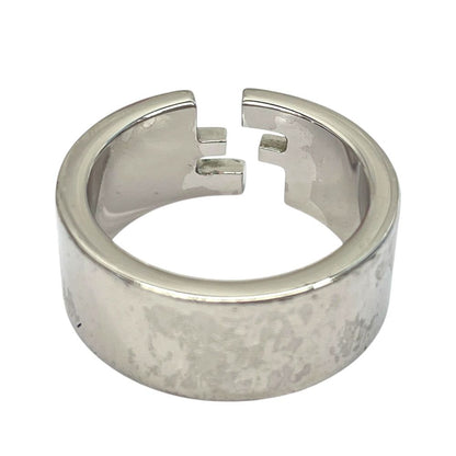Fendi FF Motif Logo Ring Silver Metal Sophisticated Presence Mode Couple