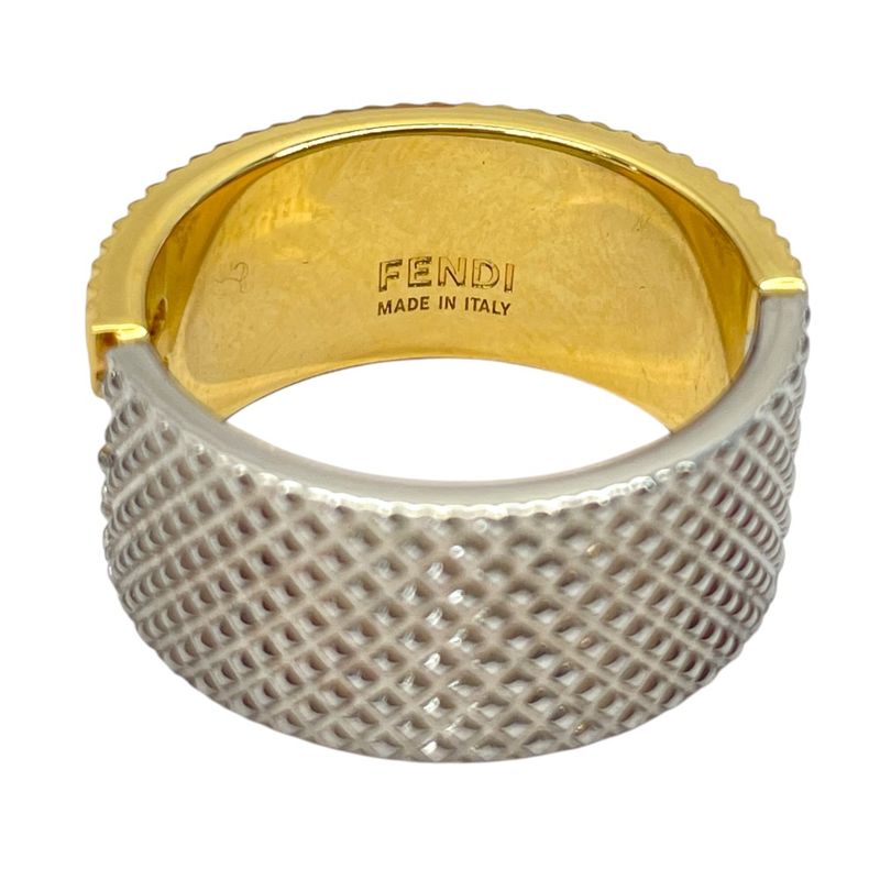 Fendi FF Motif Logo Ring Silver Gold Metal Luxury Sophisticated Presence Mode