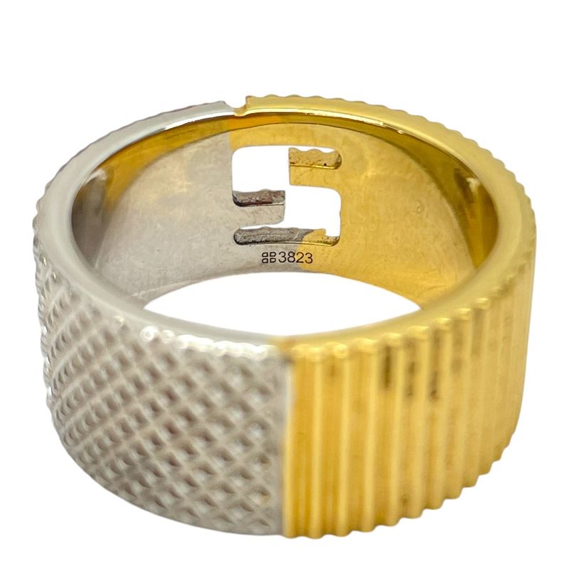 Fendi FF Motif Logo Ring Silver Gold Metal Luxury Sophisticated Presence Mode