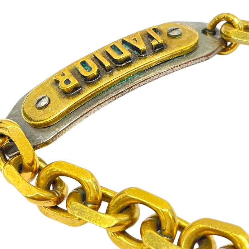 Dior J'adior Chain Plate Bracelet Bangle Logo Gold Luxury Glamorous Sophisticati