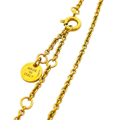 Fendi Is FF Logo Long Necklace Pendant Gold Line Stone Classic Luxury Glamorous