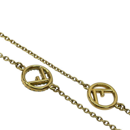 Fendi Is FF Logo Necklace Chain Pendant Gold Line Stone Luxury Gorgeous