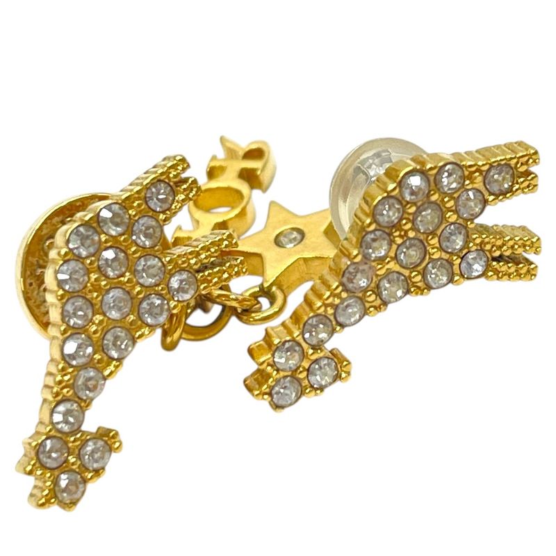 Dior Crystal Earrings Giraffe Star Logo Gold Line Stone Classic Luxury Gorgeous