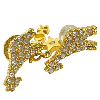 Dior Crystal Earrings Giraffe Star Logo Gold Line Stone Classic Luxury Gorgeous