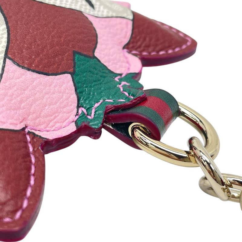 Gucci Besties Charm Key Ring Key Holder Gold Metal Leather Luxury Sophisticated