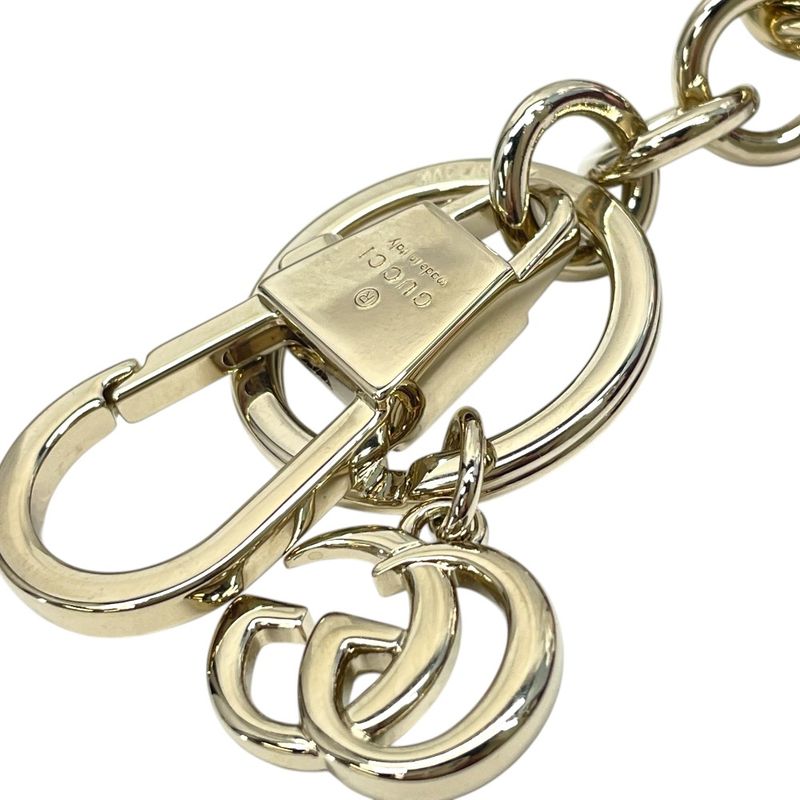 Gucci Besties Charm Key Ring Key Holder Gold Metal Leather Luxury Sophisticated
