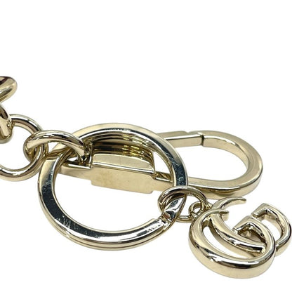 Gucci Besties Charm Key Ring Key Holder Gold Metal Leather Luxury Sophisticated