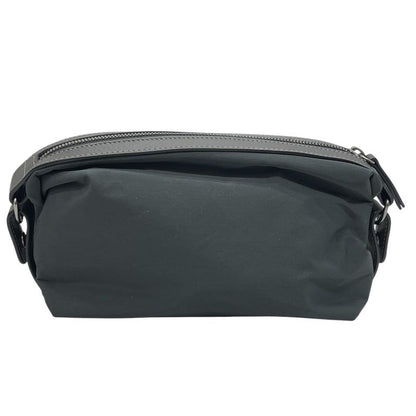 Brunello Cucinelli Pouch Travel Case Polyester Leather Gray Logo Luxury