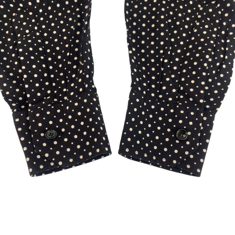 Celine Dot Pattern 38 Black Rayon Long Sleeve Shirt Blouse