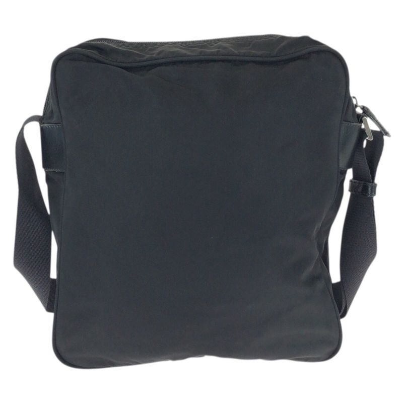 Prada Tessuto Black Silver Nylon Shoulder Bag