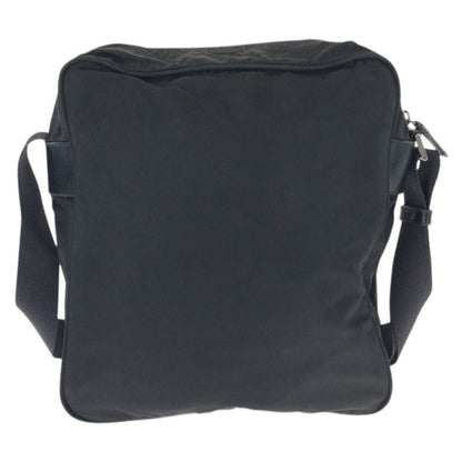 Prada Tessuto Black Silver Nylon Shoulder Bag