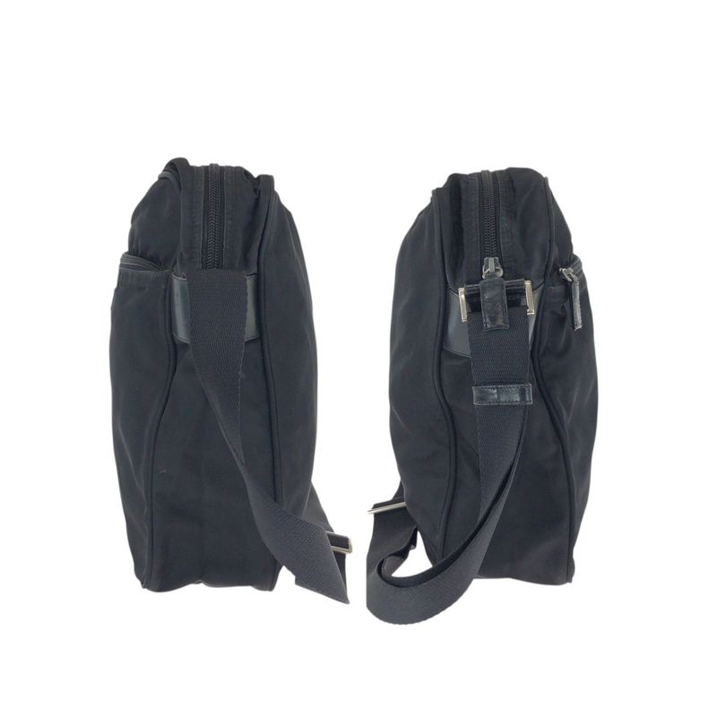 Prada Tessuto Black Silver Nylon Shoulder Bag