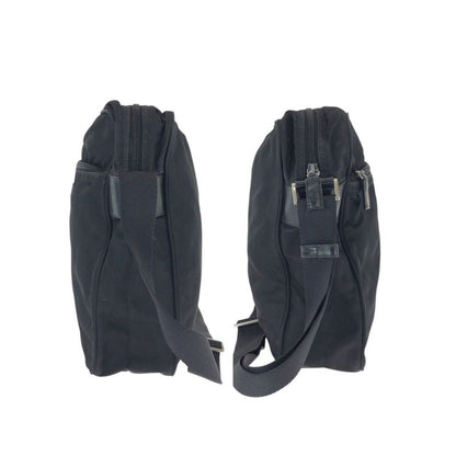 Prada Tessuto Black Silver Nylon Shoulder Bag
