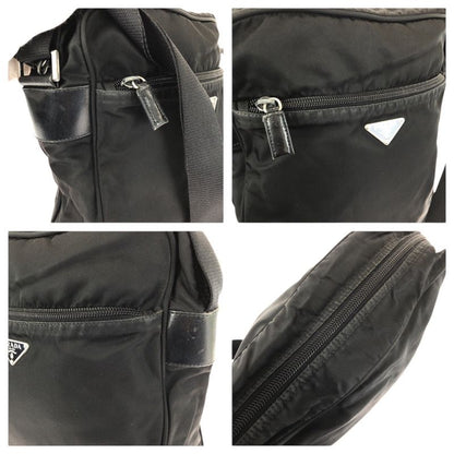 Prada Tessuto Black Silver Nylon Shoulder Bag