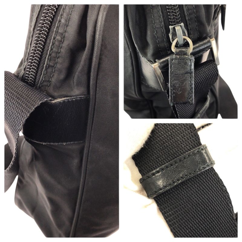 Prada Tessuto Black Silver Nylon Shoulder Bag