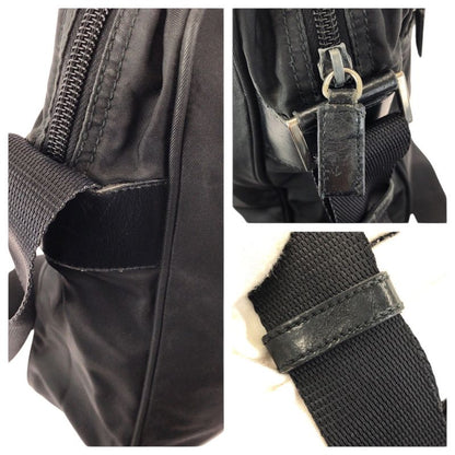 Prada Tessuto Black Silver Nylon Shoulder Bag